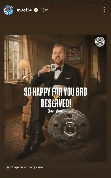 OD资讯:凯恩捧起德甲冠军奖盘,拜仁外租前锋特尔发文送祝福